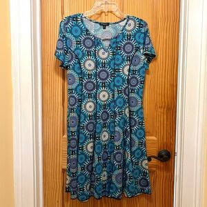 Sami & Jo Women’s Blue Patterned Dress Size Petite Large